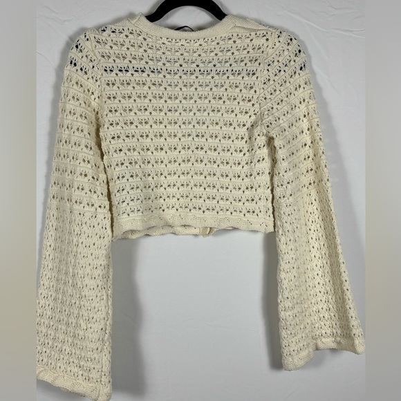 Zara Cream Open Knit Cropped Cardigan- S - Picture 10 of 14